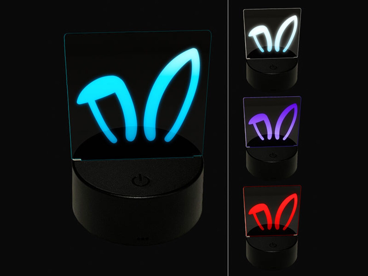 Easter Bunny Ears 3D Illusion LED Night Light Sign Nightstand Desk Lamp